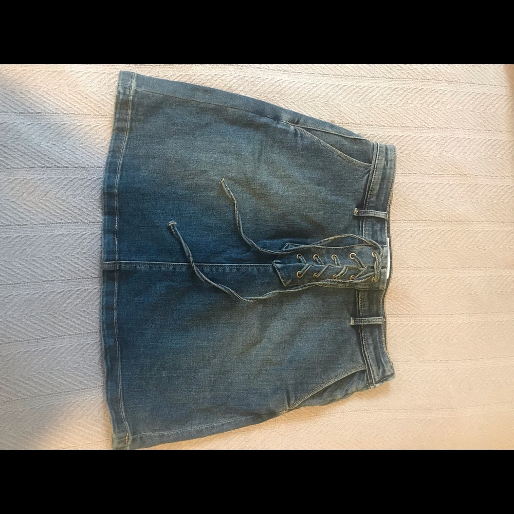 Vince Camuto denim lace up skirt